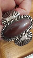 Gorgeous Native American Sterling Silver Petrified Wood Cuff Size 6.75