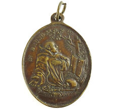 Saint St Bruno Antique Medal 1800s France Bronze? Large Pendant Miraculous Medal picture