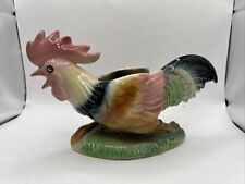 Vintage 1950's Colorful Ceramic Rooster Planter 10” Long picture