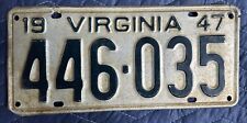 1947 Vintage Virginia License Plate #446-035 picture
