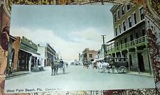 Postcard West Palm Beach FL Florida Lake Worth.  CLEMATIS AVE .  CIRCA 1915. picture