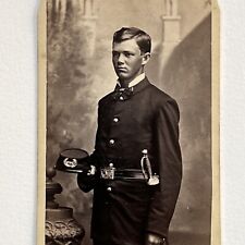 Antique CDV Photograph Handsome Young Man Teen Soldier Sword Fort Wayne IN picture