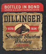 DILLINGER STRAIGHT BOURBON WHISKEY LABEL { HORSE HEAD GRAPHIC } VINTAGE - UNUSED picture