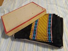 Vintage Indian Black Silk Fabric * Sari ~ Over 4 Yds * Pretty Border picture