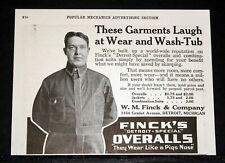 1917 OLD MAGAZINE PRINT AD, FINCK'S DETROIT SPECIAL OVERALLS, LIKE A PIG'S NOSE picture
