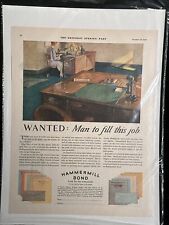 ☮️ Vintage SEXIST 1928 HAMMERMILL BOND Magazine Ad/Tear Sheet picture