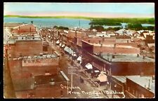 ORILLIA Ontario 1910s Street Birds Eye View. Hand Colored Real Photo Postcard picture