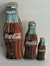 Coca-Cola Vintage 1997 Complete 3pc Bottle Shape Tins Coke Original Items Pencil picture