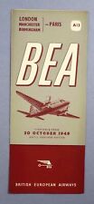 BEA BRITISH EUROPEAN AIRWAYS PARIS AIRLINE TIMETABLE OCTOBER 1949 A13 picture