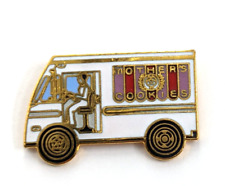 VTG Mother's Cookies Delivery Truck Gold Tone Enamel Pin Advertise White Red... picture