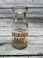 VTG Bechtel's Dairy Royersford PA Round Double Sided Half Pint Milk Bottle picture