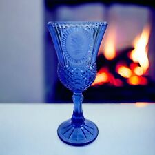 Vintage Blue Water Goblet Frosted Cameos Martha Washington by Avon picture