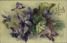 C Klein Purple Flowers Still Life c1910 Vintage Postcard picture