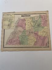 1869 Antique Map of  Benson Vermont VT by FW Beers ORIGINAL Hand Colored picture