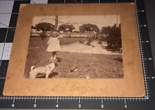 1890s Little Girl w/ PUG DOG Pet Antique PHOTO picture