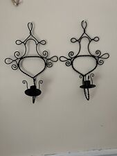 Pair Of Vintage IKEA Wall Mount Taper Candle Holder Black Wire Twisted picture