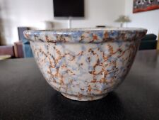 Antique RED WING POTTERY BLUE RUST SPONGEWARE MIXING BOWL # 8   8.5 inches picture