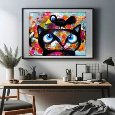 Cat & Bird Original Print Art  FREE GIFT+  USA picture
