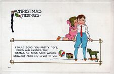 Christmas Tidings Greetings Embossed Unposted Postcard No 7001 picture