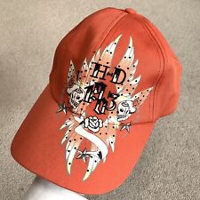 Ladies Harley-Davidson Skull & Flower Orange Hat NWT One Size picture