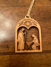 Mini Christmas Ornament Nativity Scene Wood Carved Laser Mary Joseph Jesus 1.75” picture