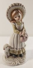 Young Girl Mary Had A Little Lamb Vtg Ceramic Figurine 8