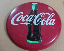Coca-Cola Button Advertising 1990 Sign metal Vintage 12” Diameter picture