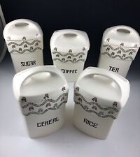 5 - Antique Staffel Riga Germany Canister Set Sugar Coffee Tea Cereal Rice picture