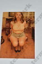 curvy woman in denim cutoff jean shorts VINTAGE PHOTOGRAPH  Gs picture