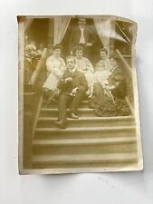 Antique Family Old Photography On Front Porch W/ Maid Servant  4.5x3.5 RARE picture