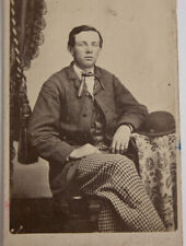  Vtg 1890s Portrait Young Man w/ Derby Hat CDV Photos Photograph  picture