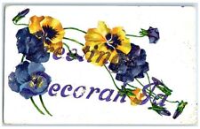 c1950's Greetings From Decorah Purple Yellow Flower Iowa Correspondence Postcard picture