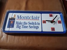 Montclair Cigarettes Vintage Advertising Wall/Shelf Clock, w/ Stand NOS Tested picture