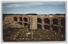 Postcard ME Fort Popham Person Sitting Military Fortification Aerial View Maine picture