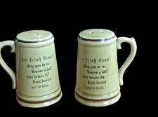 Enesco Salt and Pepper Shakers Irish Blessings Beer Steins Vintage EUC picture
