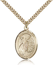Saint Fiacre Medal For Men - Gold Filled Necklace On 24 Chain - 30 Day Money... picture
