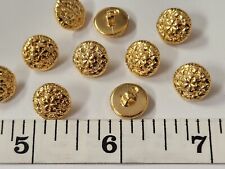 VINTAGE BUTTONS SET OF 12 SMALL TINY FLOWER GOLD DUZ38/3399 picture