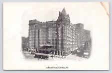 c1901 Hollenden Hotel Downtown Streets Trolley UDB Cleveland Ohio OH Postcard picture