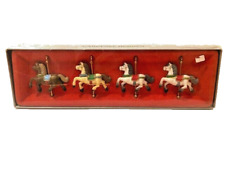 Vintage 1982 Enesco CAROUSEL HORSES Set of 4 Christmas Ornaments -  picture