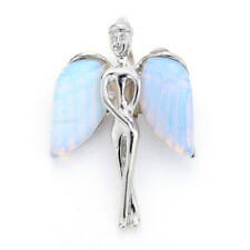 Natural Crystal Angel Wings Chakra Gemstone Pendant Charms Reiki Healing Amulet picture