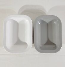 2 Vintage TEXAS WARE # 119 Rectangular Melamine Serving Bowls (1) Gray (1) White picture