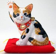 Maneki neko Beckoning Kutani yaki ware Japanese Lucky cat Calico New  picture