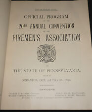 Rare 1899 Program for 20th Annual Convention Firemen's Association Scranton PA picture