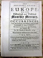 RARE 1714 LONDON newspaper  GEORGE I Becomes 1st Hanoverian King of ENGLAND picture