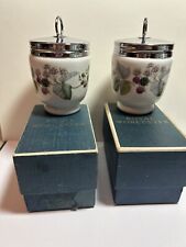 2 Vintage 70s Royal Worcester England Egg Coddlers Lavinia Blackberry W Boxes picture