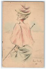 c1905 Pretty Woman Henri Boutet Art Nouveau Unposted Antique Postcard picture