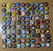 HUGE Lot of 100 Buttons Pins 80's 90's Vintage Style Funny Miscellaneous Lot #10 picture