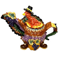 Pilgrim Turkey Ceramic Teapot by WCL Thanksgiving Rare Restored picture