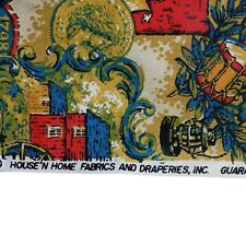 Vintage Colonial Print Fabric 70s House Home 48x39 0ld World Drapery Upholstery  picture