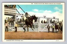 Cheyenne WY-Wyoming, Frontier Days, Rodeo Scene, Antique Vintage Postcard picture